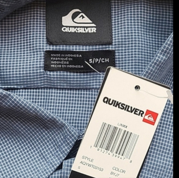 Quiksilver Blue & White Windowpane Plaid Short Sleeve Soft Modal Blend Shirt, S - Picture 10 of 13